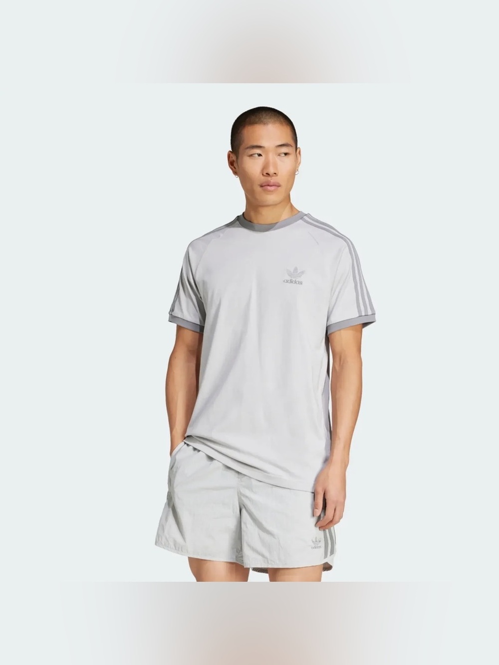 Adidas Originals [M-L] Ringer 3- Stripes Tee, Gray 2  JN7016